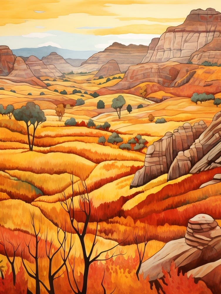 Autumn National Park Painting Zion National Park Utah Usa 2