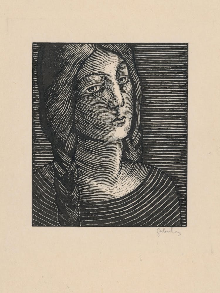 Head Of A Woman With Long Braids, Mikuláš Galanda