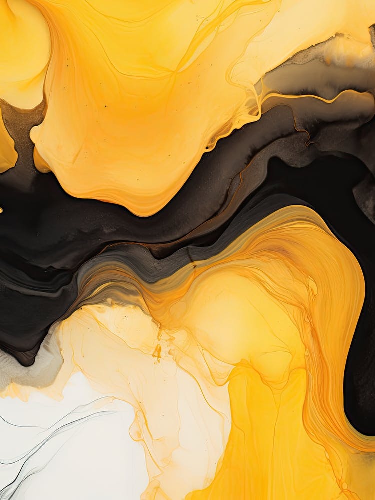 Yellow And Black Flow Asbtract Painting 3