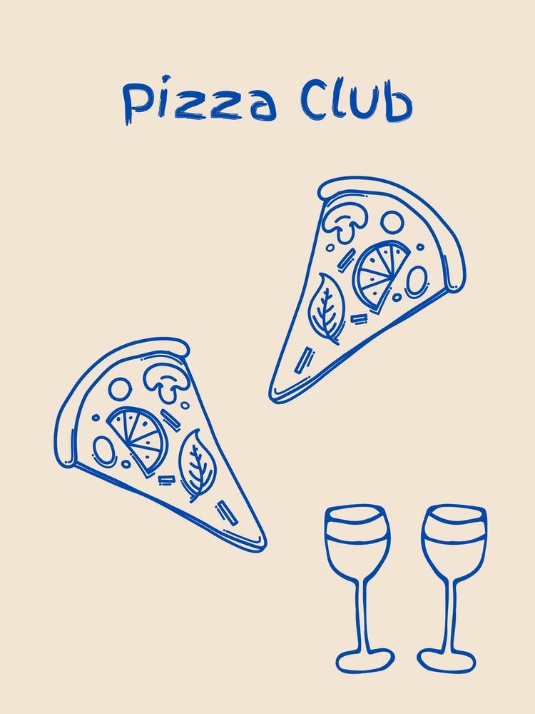 Pizza Club Poster Blue