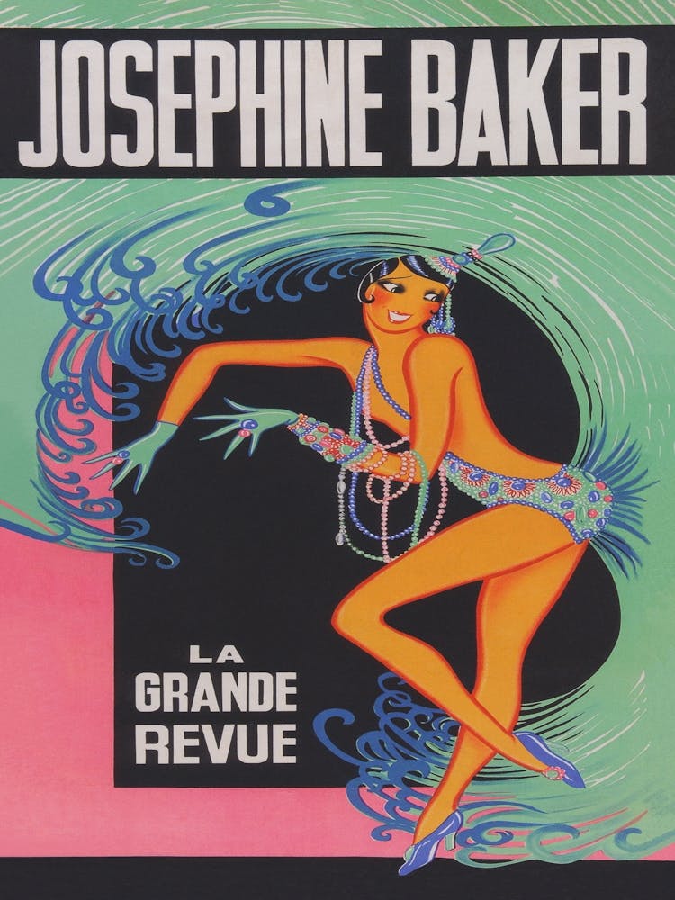 Josephine Baker, Dancer, French Entertainer, Vintage Poster
