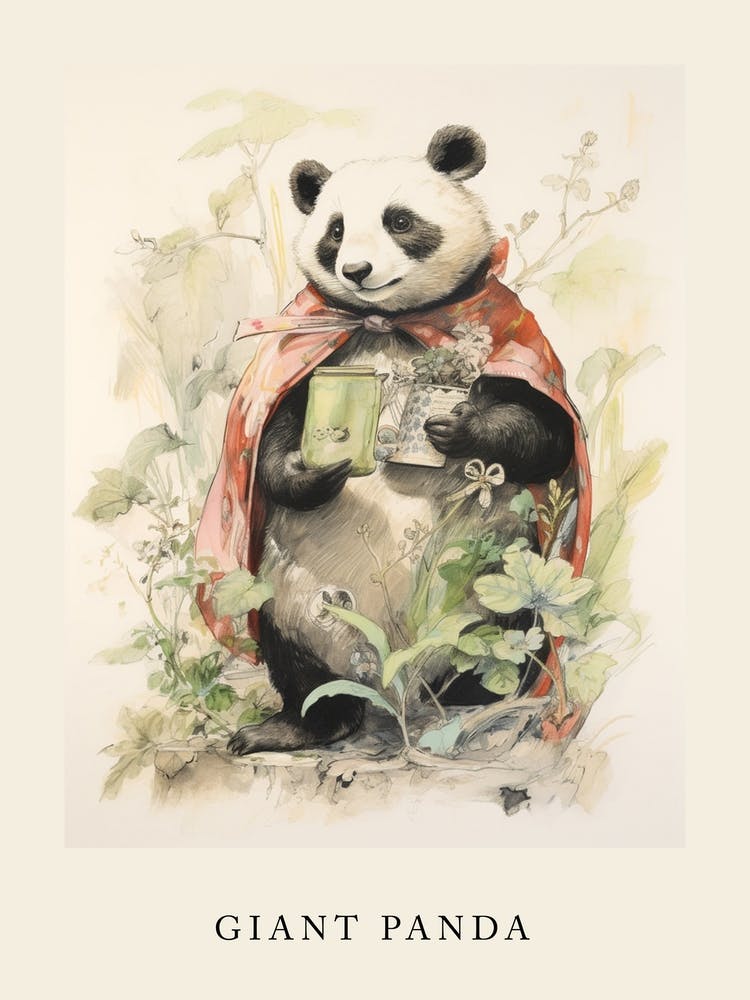 Panda Géant à l&#39;Aquarelle Inspiré de Beatrix Potter 2
