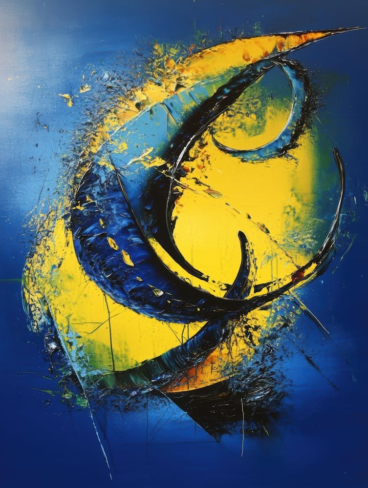 Blue And Yellow Abstract Painting 9