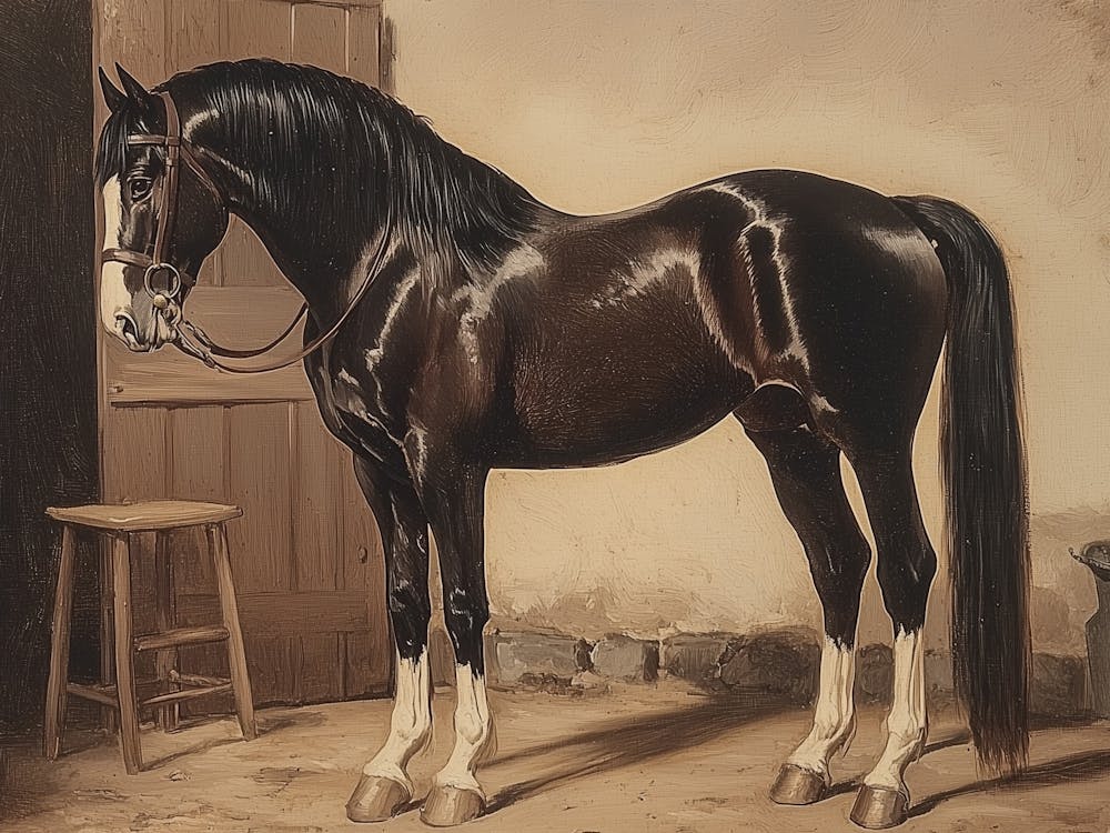 Black Horse In A Stable