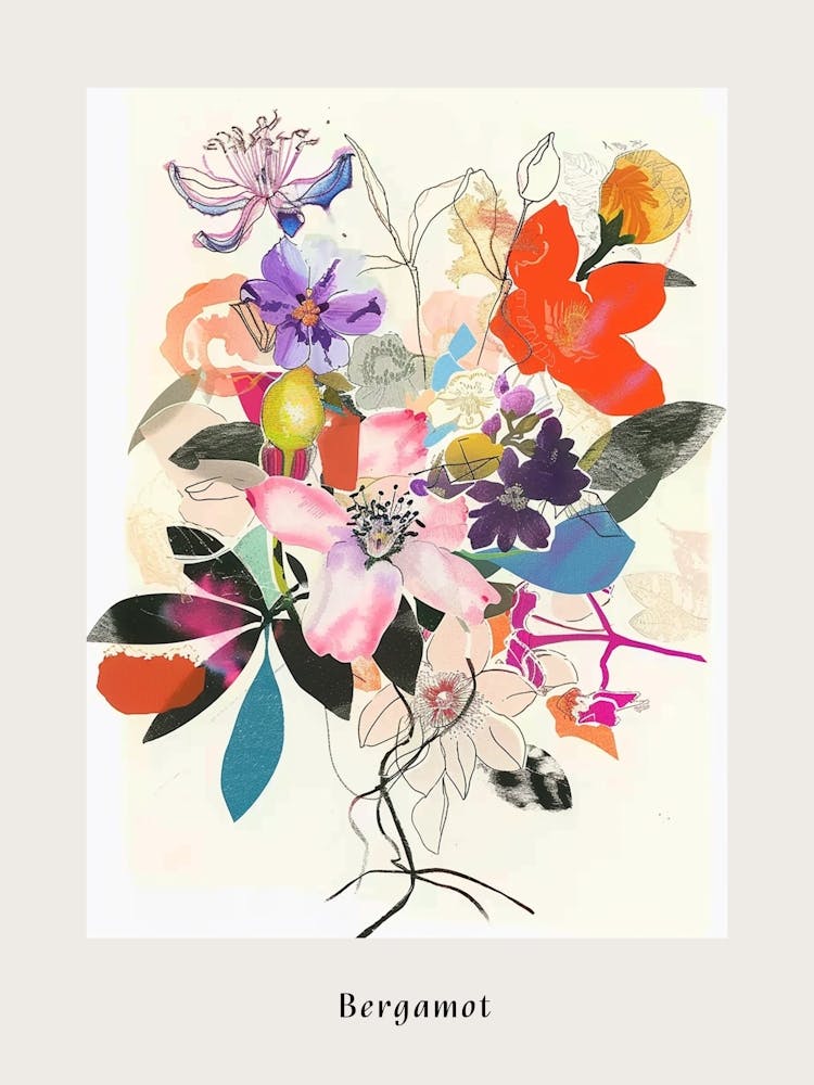 Bergamot 2 Collage Flower Bouquet Poster