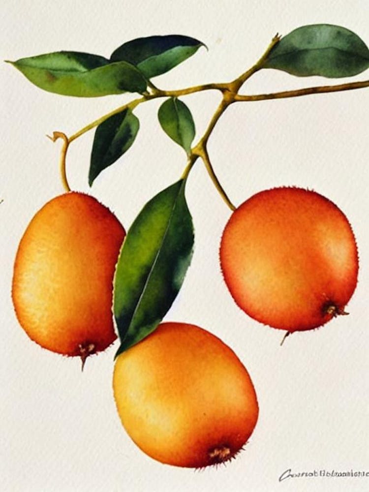 Golden Kiwi Watercolour Fruit Painting Fruit