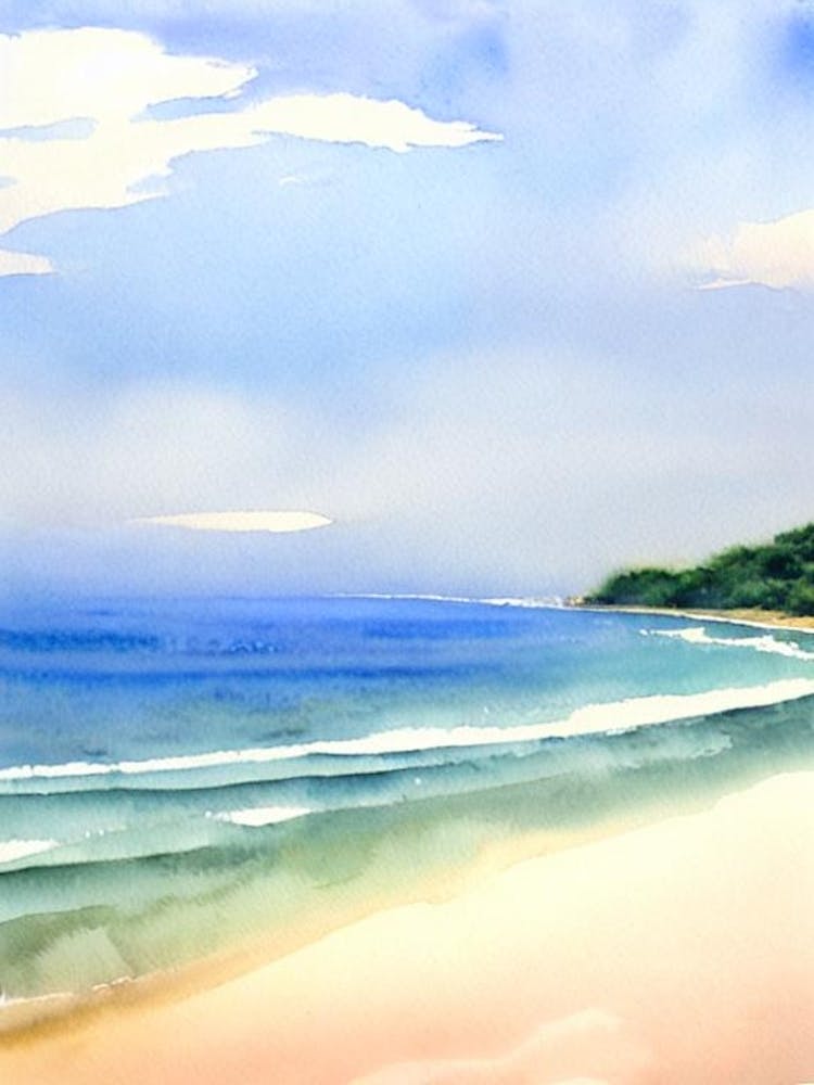 Colva Beach 2, Goa, India Watercolour
