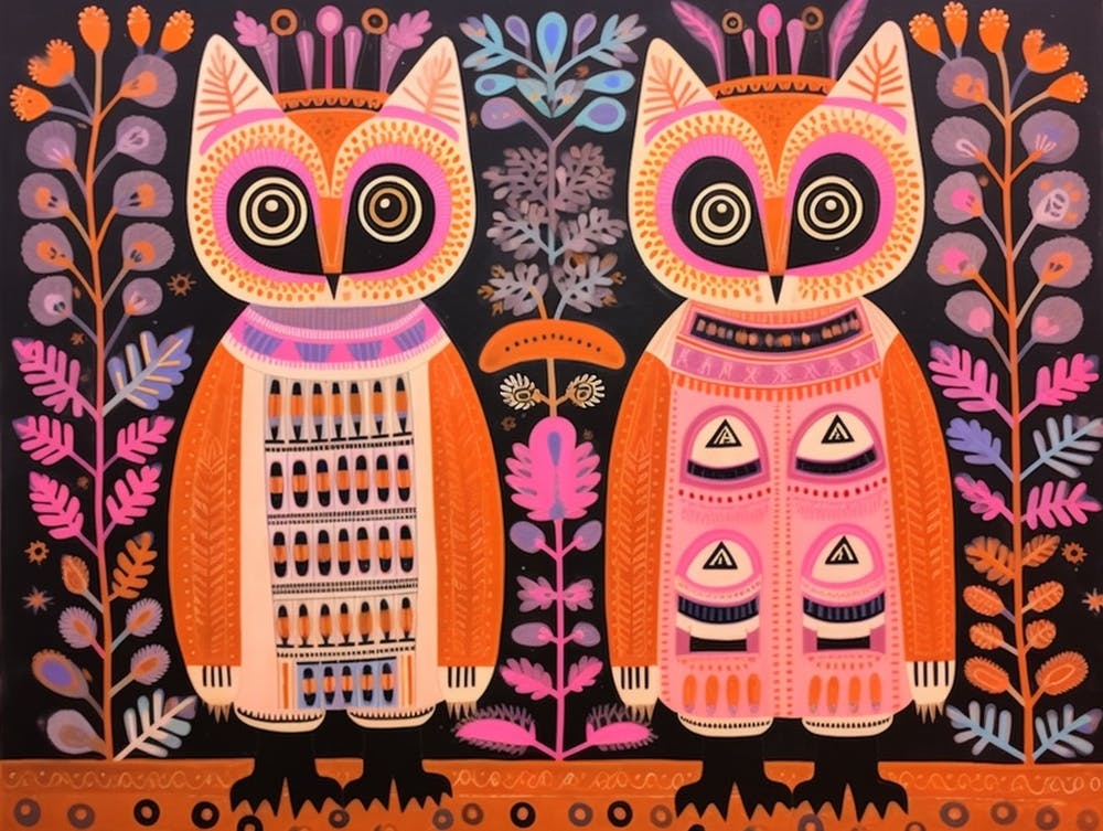 Lemur 1 Folk Style Animal Illustration