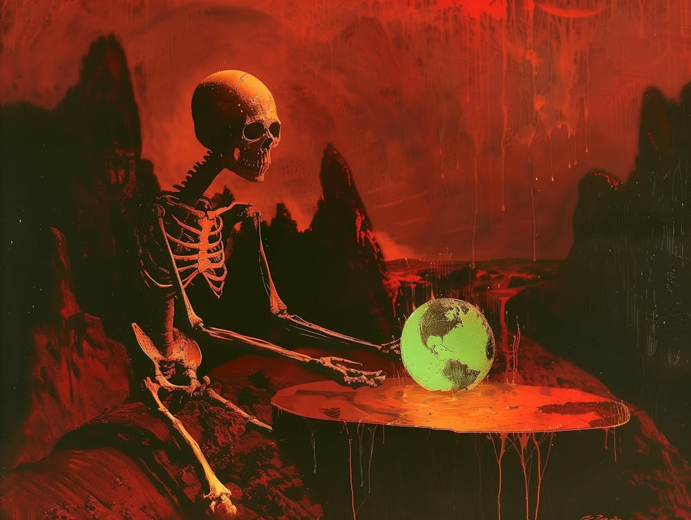 Consolidation, painting style, skeleton, earth