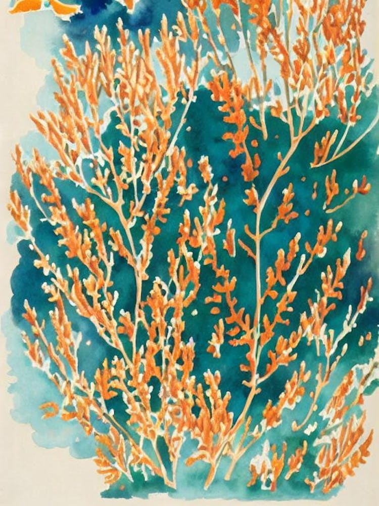 Acropora Millepora Ssp Capricornis Vintage Graphic Watercolour