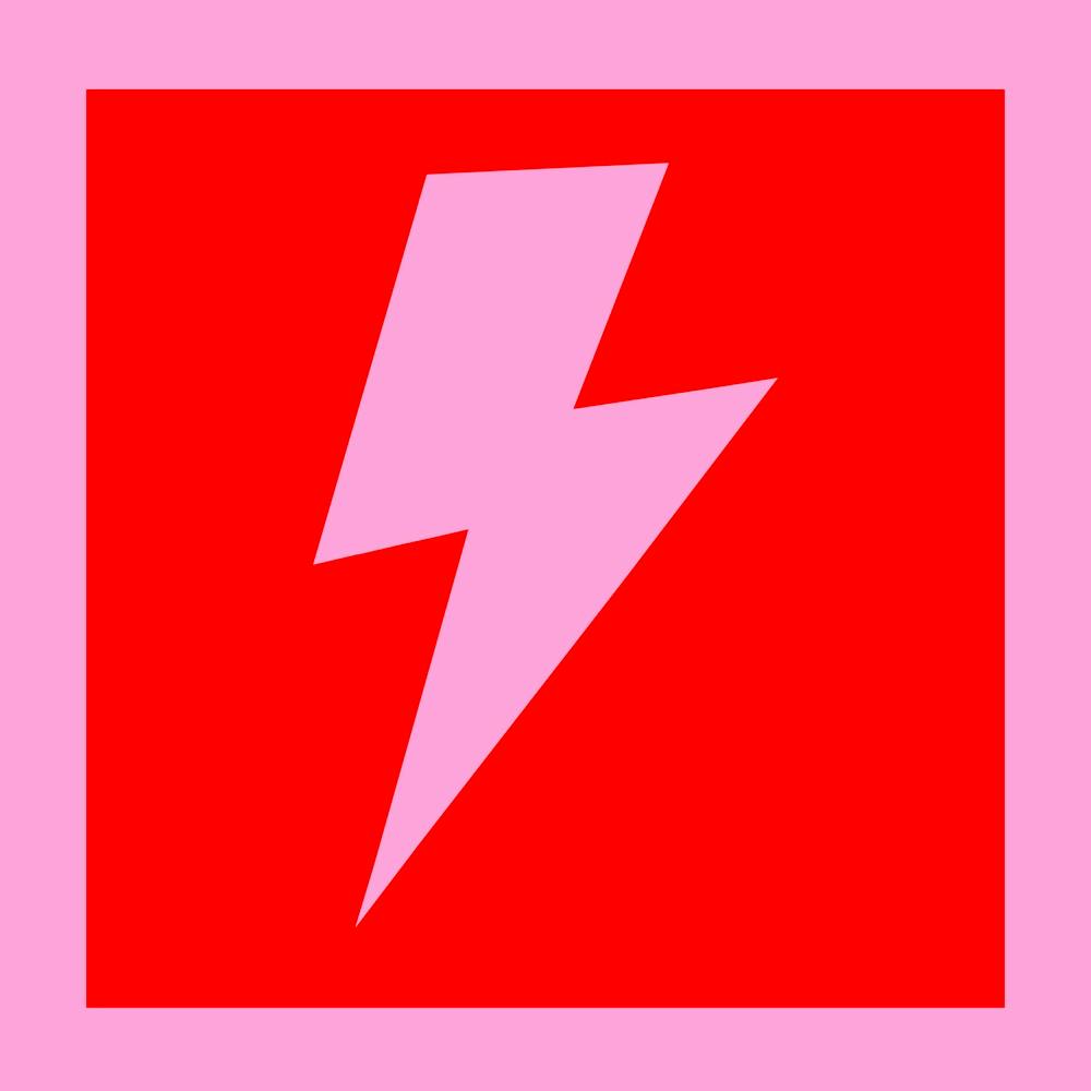 Lightning Bolt Pink and Red Square