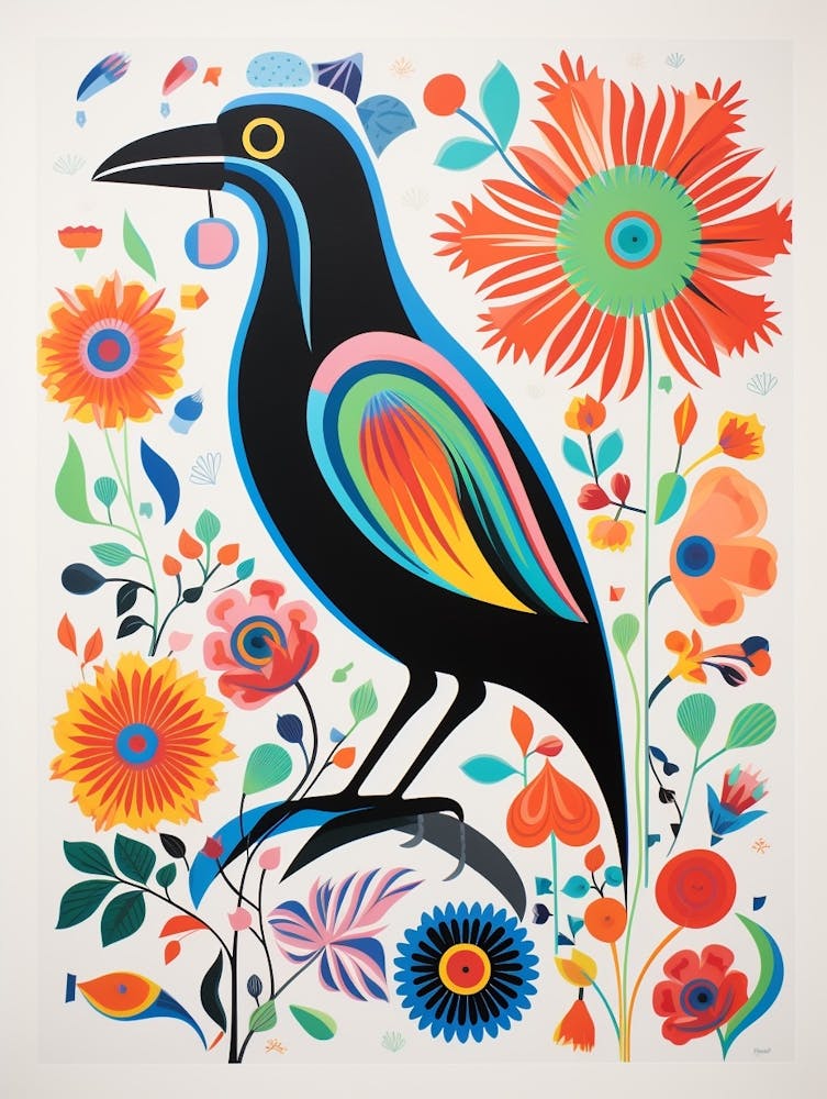 Scandinavian Bird Illustration Raven 3