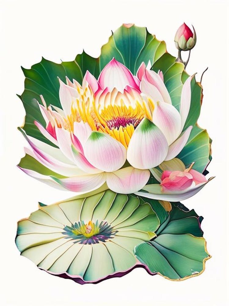 Lotus Flower In Garden Decoupage 2