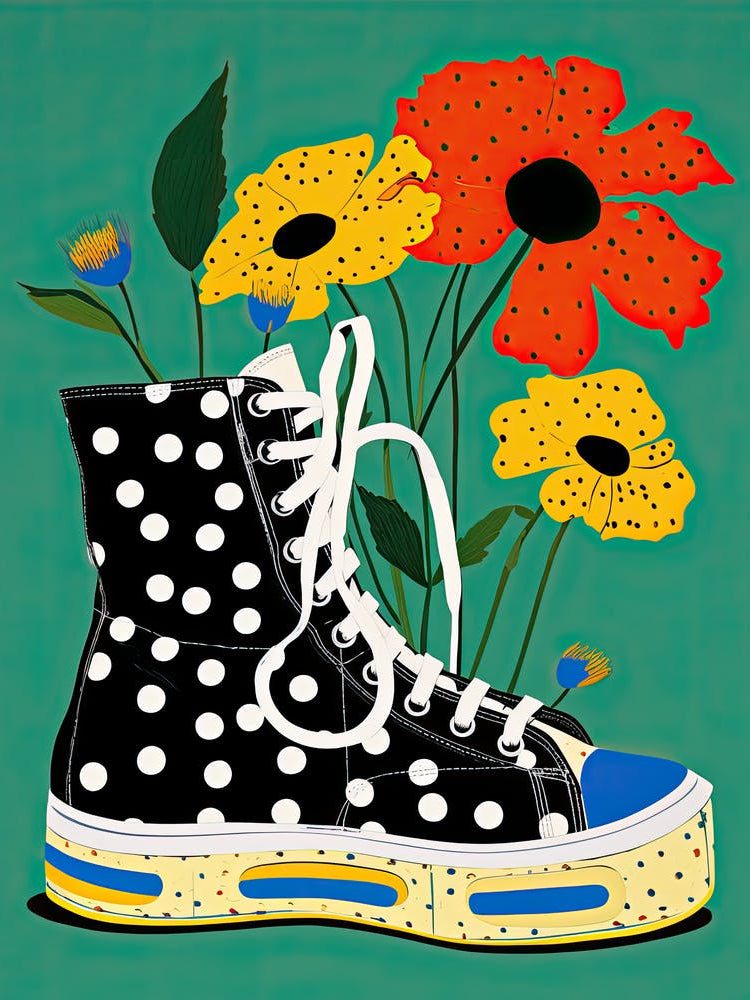 Garden Grace: Blooms on Stylish Sneakers
