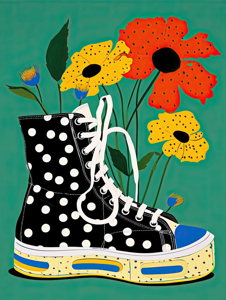 Garden Grace: Blooms on Stylish Sneakers