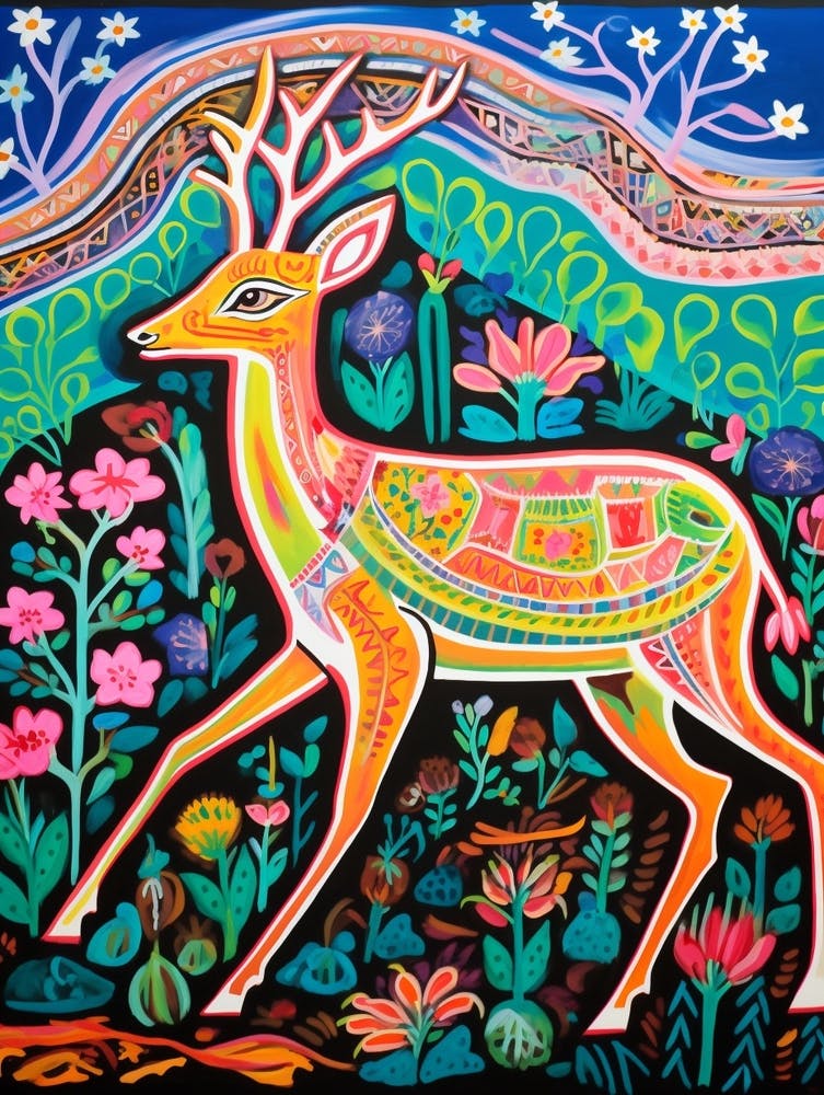 Maximalist Animal Painting Gazelle 2