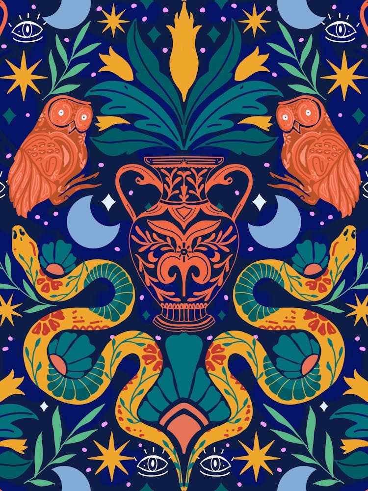 Celestial Owls And Snakes