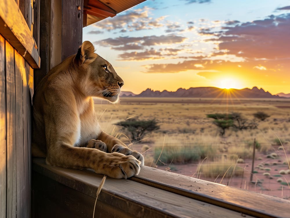 Lion At Sunset