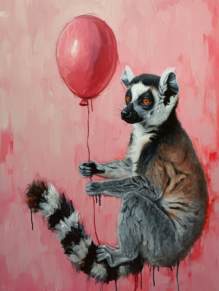 Cute Lemur 1 With Balloon
