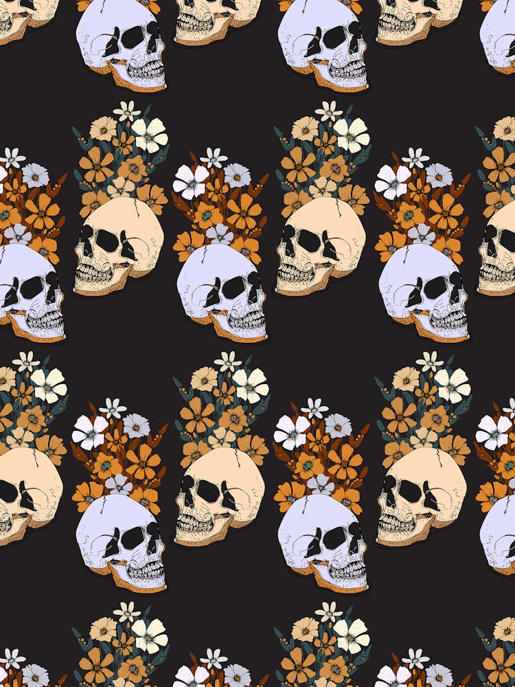 Skulls And Flowers
