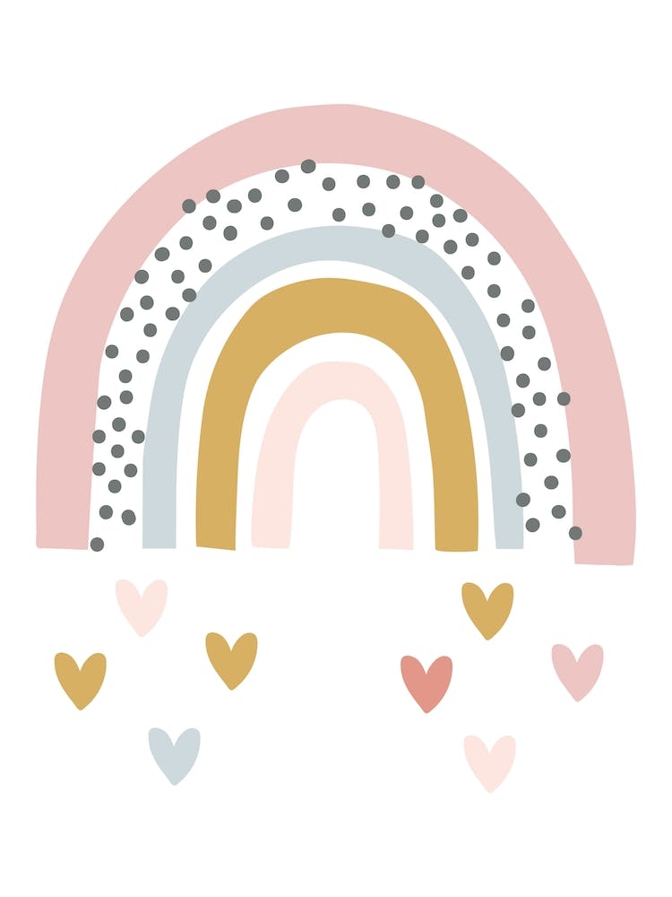 Rainbow With Heart Drops