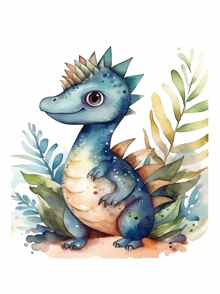 Aucasaurus Cute Dinosaur Watercolour 2