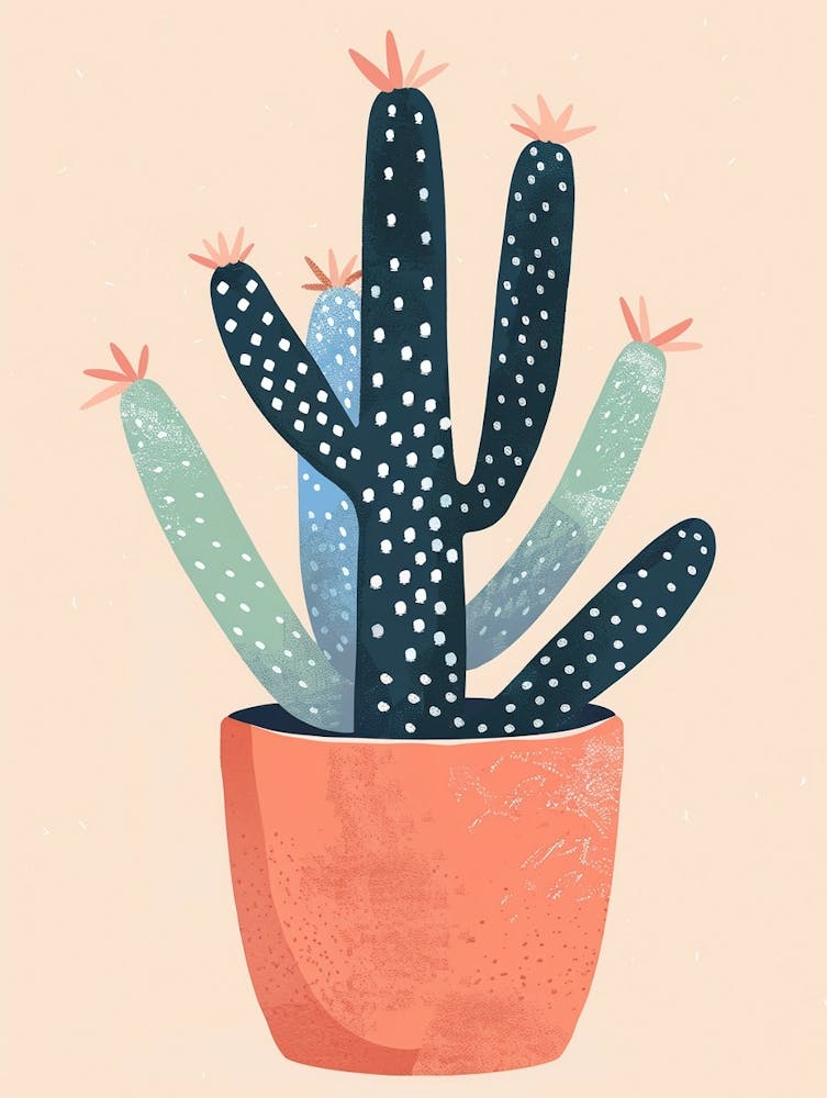 Easter Cactus Plant Minimalist Illustration 7