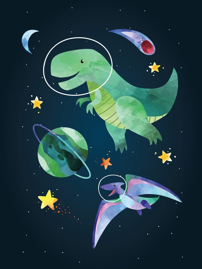 Watercolour Space Dinosaur T Rex