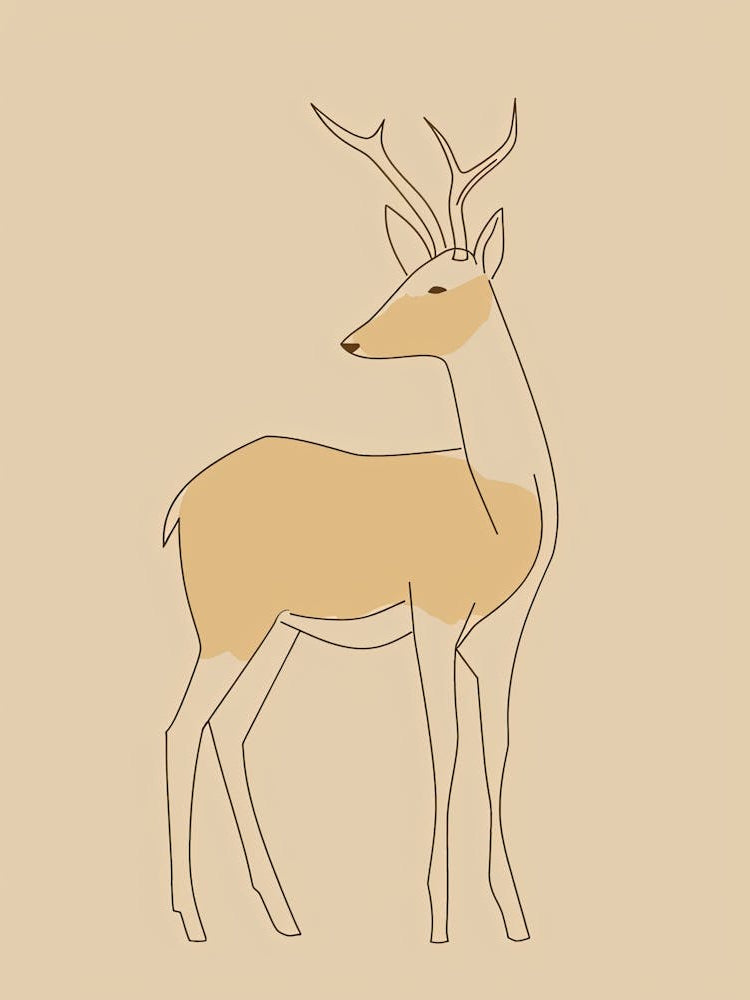 Deer - Boho, Line Art 17