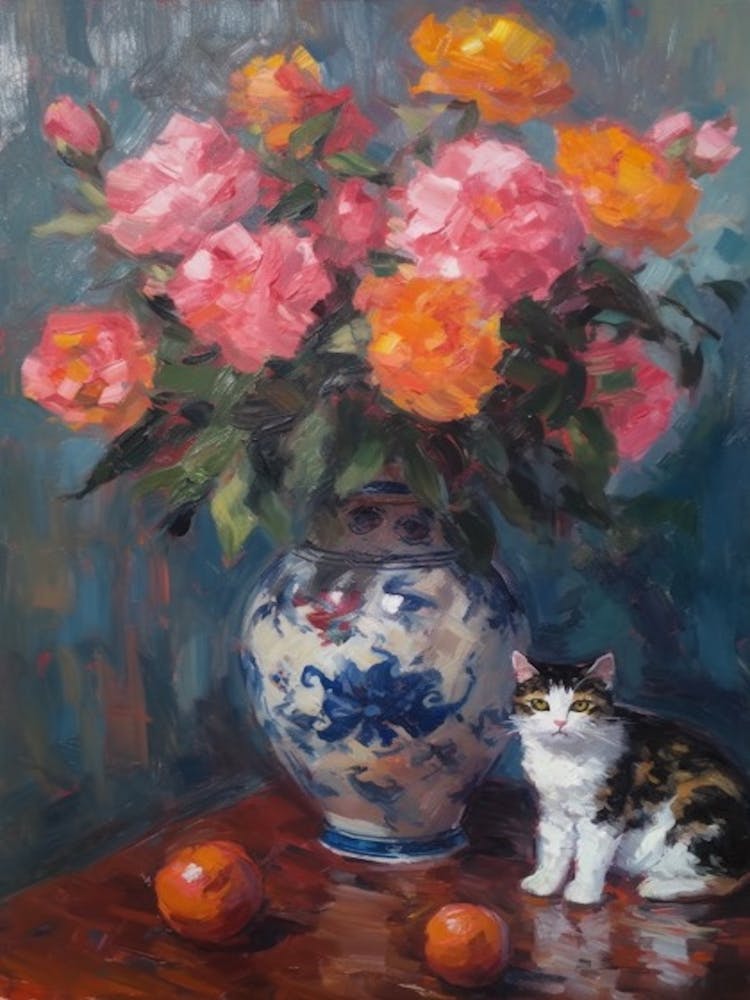Peony With A Cat 4