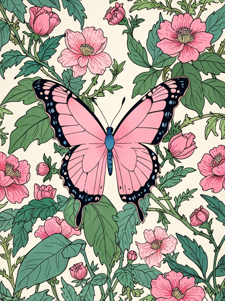 Rosa Schmetterling auf einer Blume