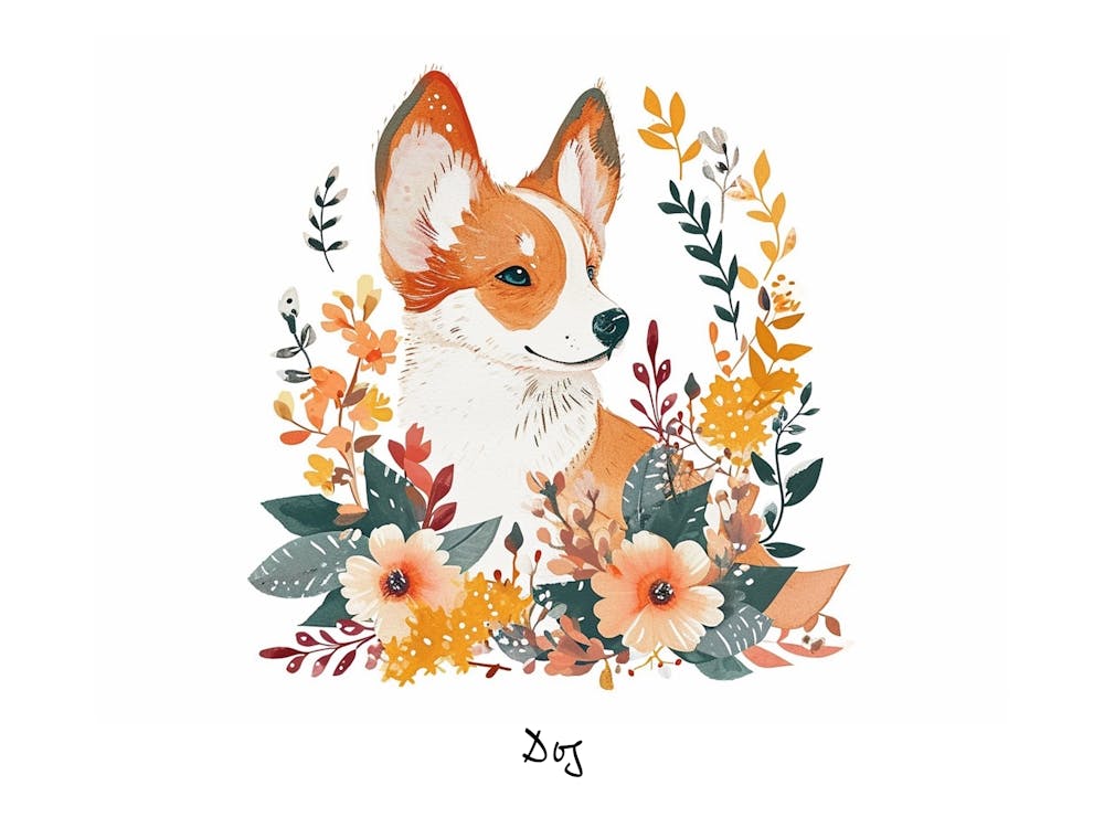 Little Floral Dog 3 Poster