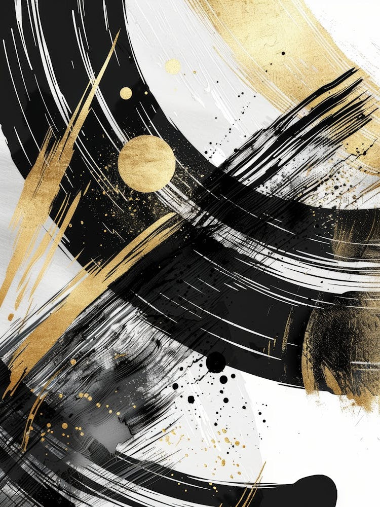 Abstract Black Gold Canvas Print 1