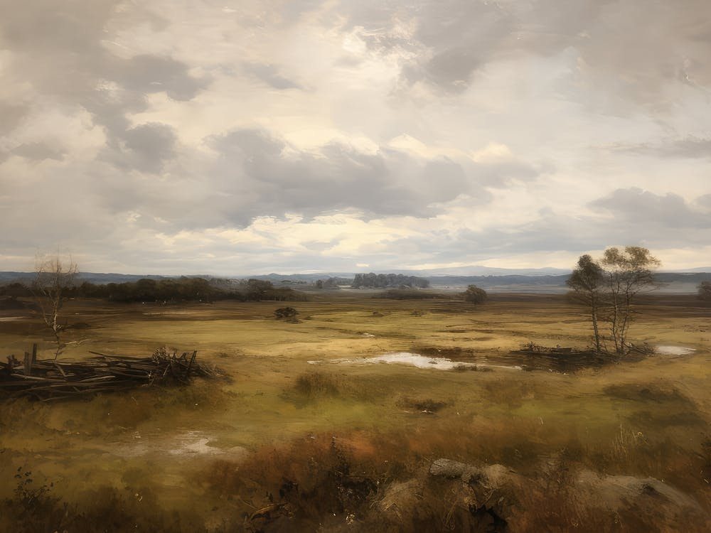 Rustic Autumn Field Oil Painting