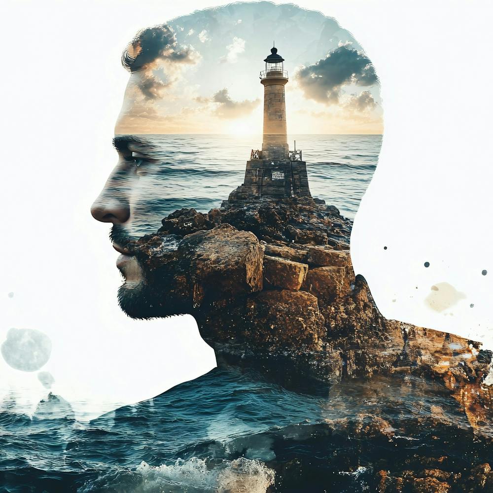 Portrait Of A Man With Lighthouse