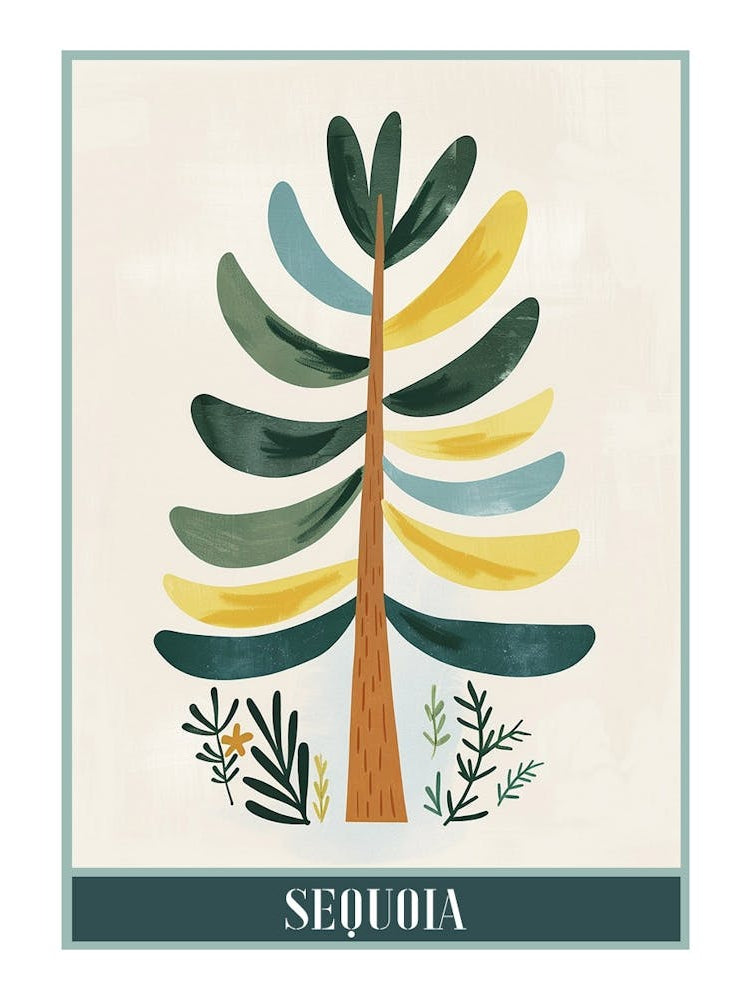 Sequoia Tree Flat Illustration 8 Poster