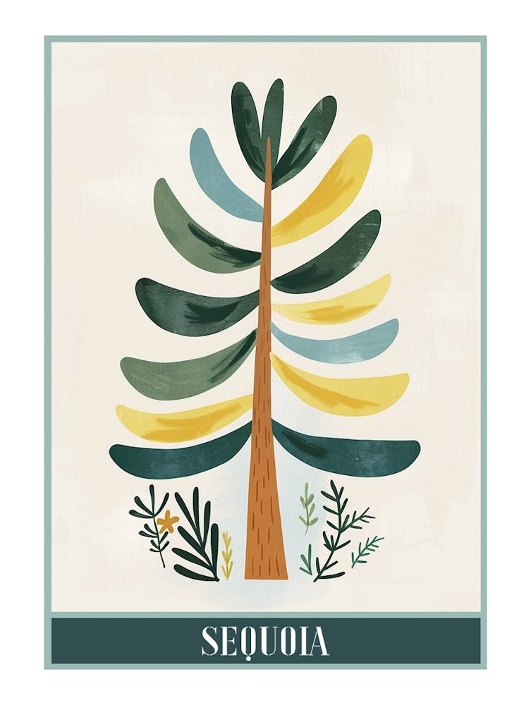 Sequoia Tree Flat Illustration 8 Poster