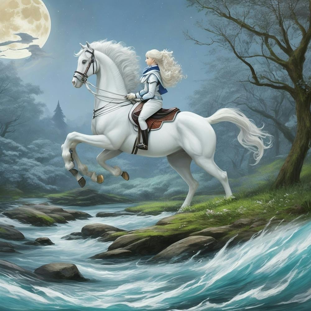 White Horse In The Moonlight