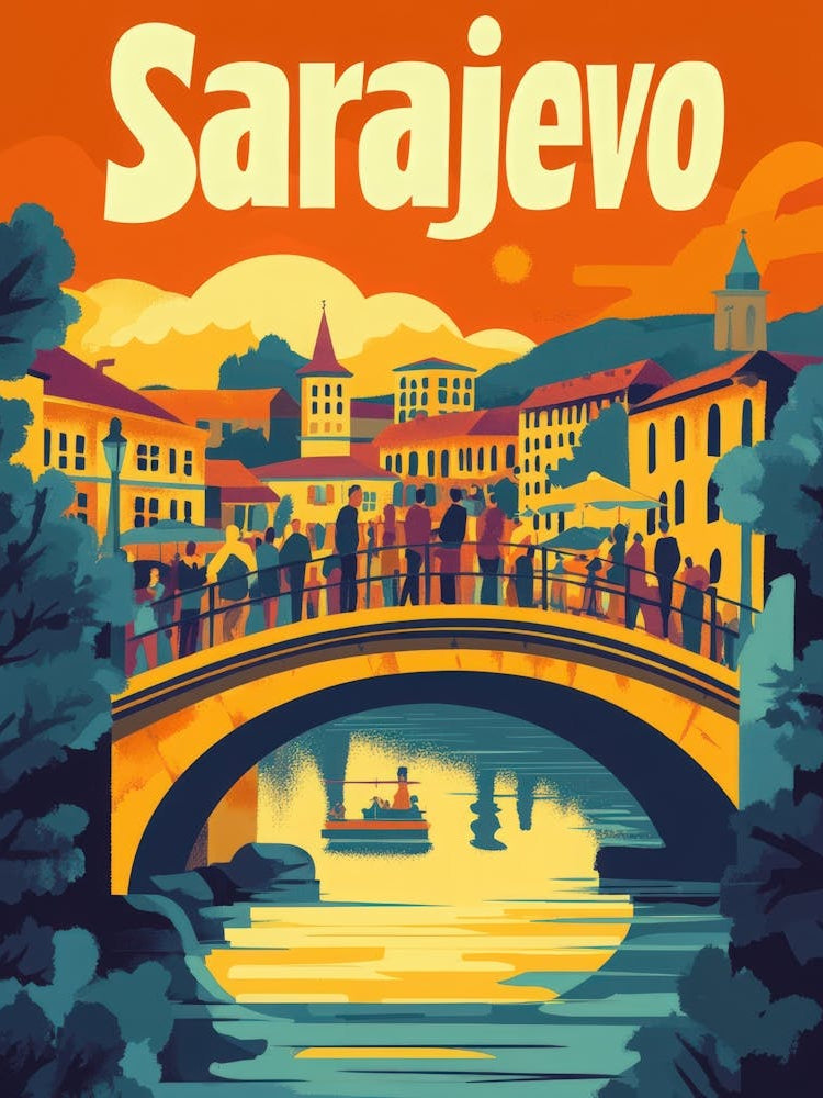 Aihrgdesign A 1970s Inspired Travel Poster For Sarajevo Depic 64cb7316 1912 45ed A432 401513430fef 1