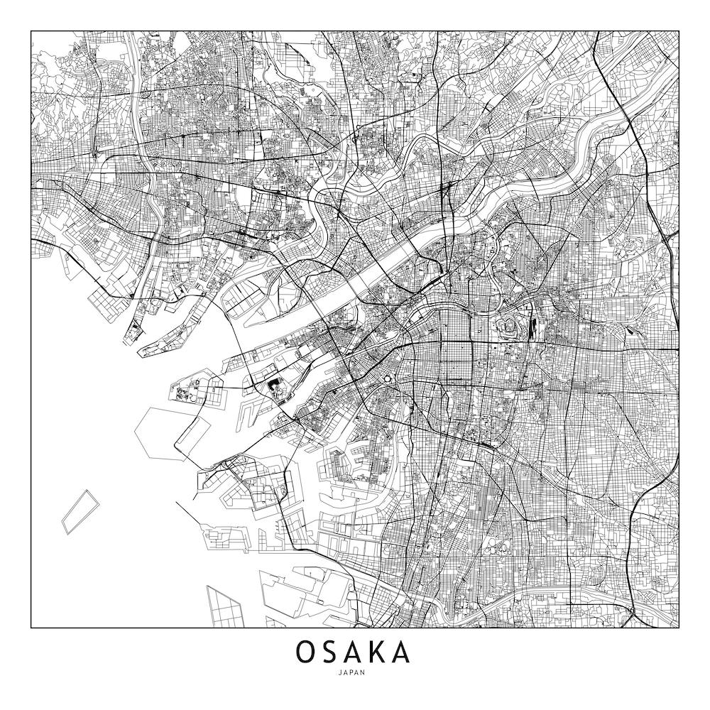 Osaka White Map Square