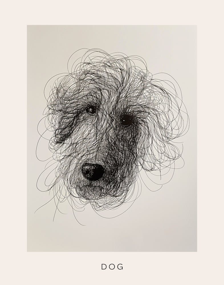 Dog Doodle Line Sketch Poster