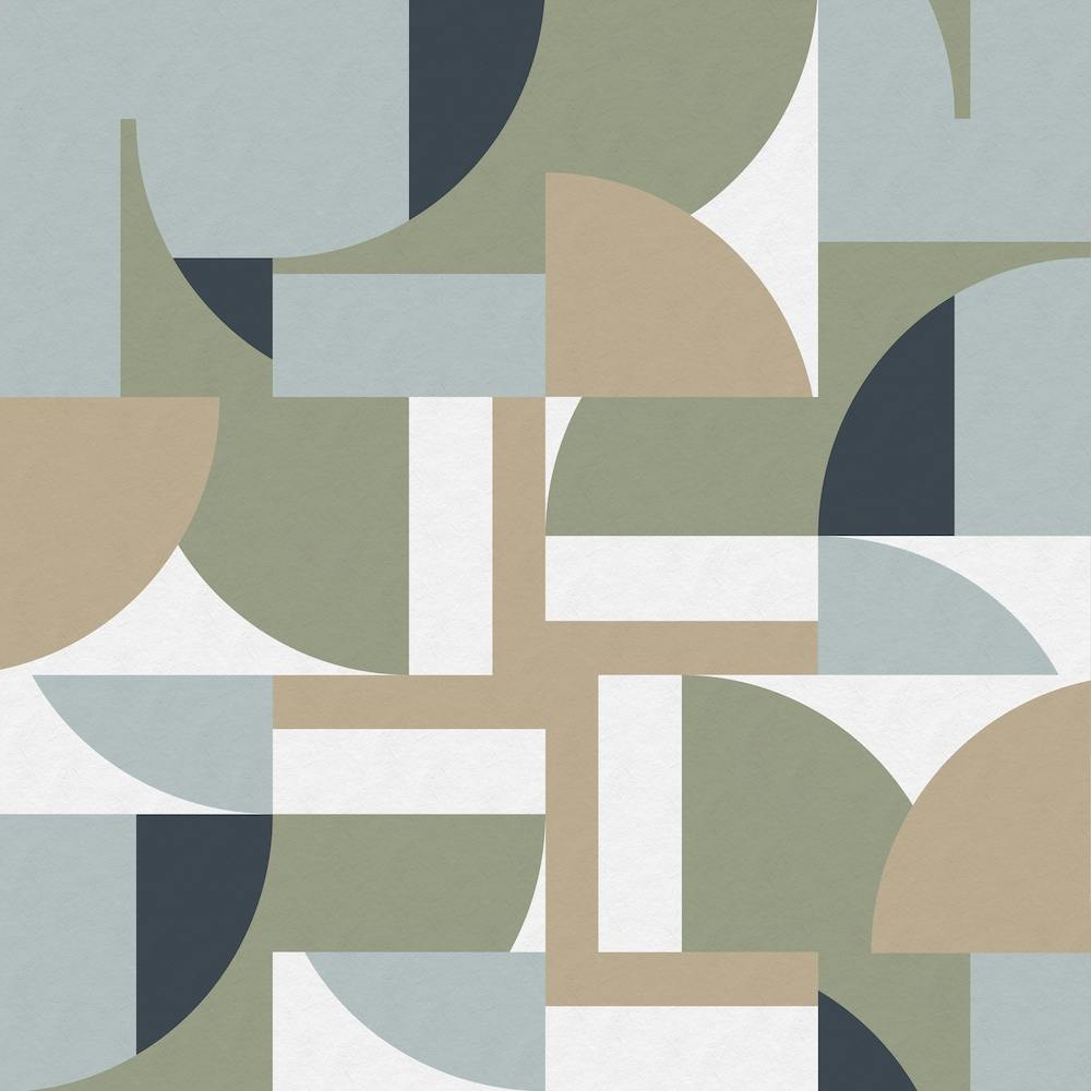 Futuristic Bauhaus Polygons Beige Square