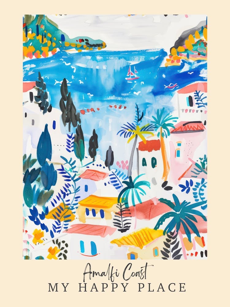 My Happy Place Amalfi Coast 3 Travel Poster