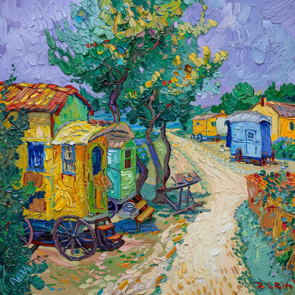 Van Gogh Style. Gypsy Caravans at Arles Series 1