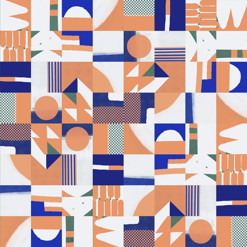 Mid Century Grid Pattern Square