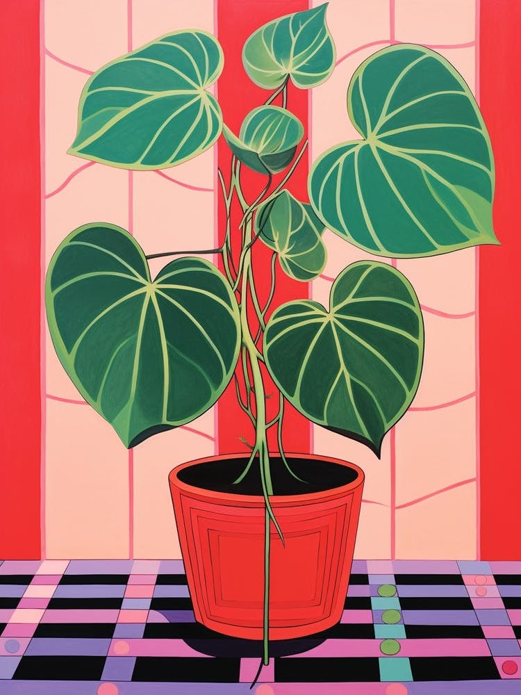 Pink And Red Plant Illustration Rubber Plant Ficus 1