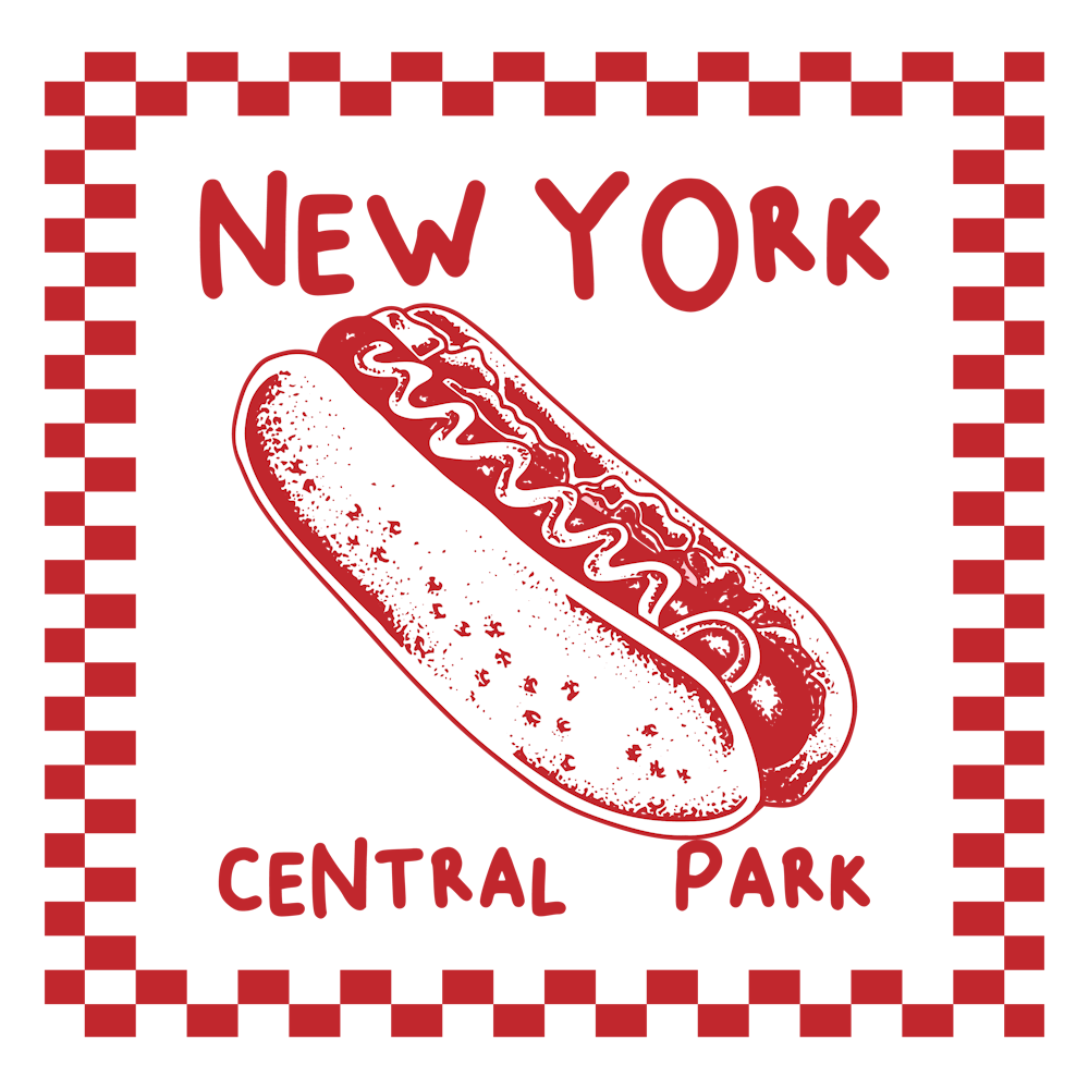 New York Central Park Hot Dog | Rot-weiße Küchen-Wandkunst 1
