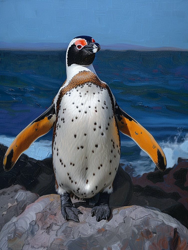 Galapagos Penguin Deception Island Colour Block Painting 1