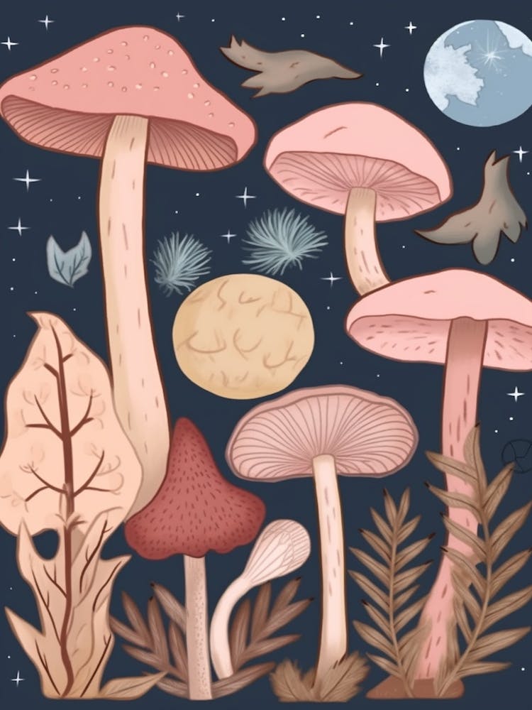 Magic Spring Mushrooms Illustration 10
