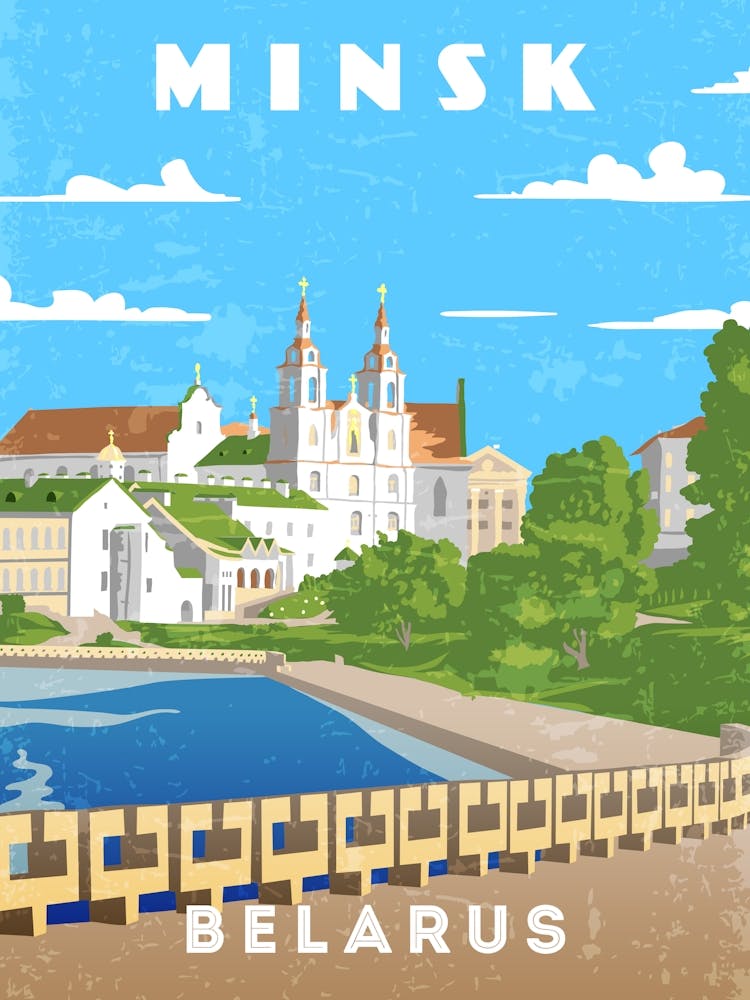 Minsk, Belarus — Retro travel minimalist poster